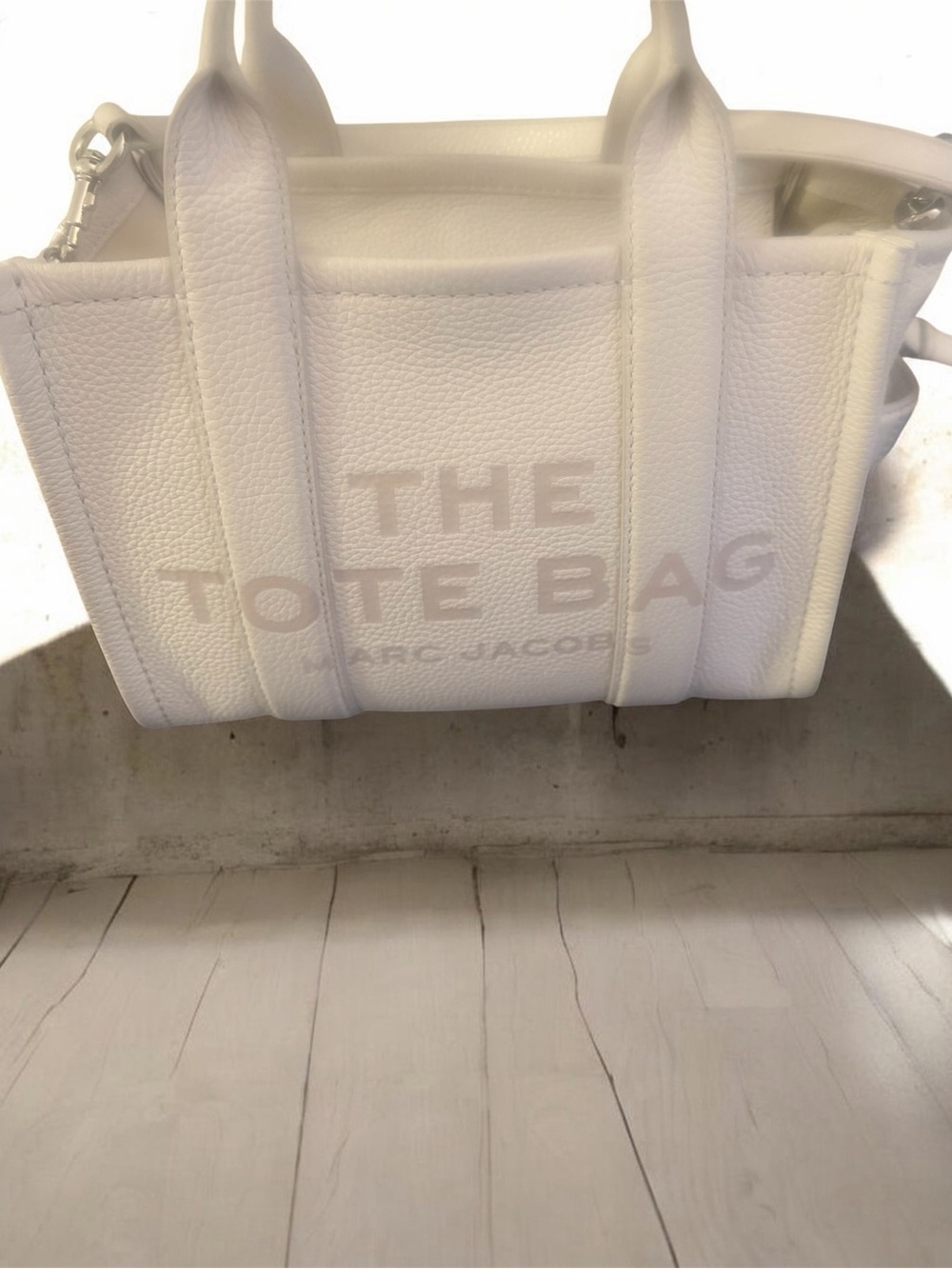 Marc Jacobs White Pebbled Leather The Tote Bag